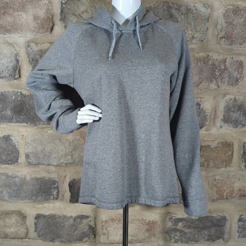 Caleo Hooded Pull Over Sweatshirt Woman's Size Large Gray‎ Hi-Low Hem Athleisure